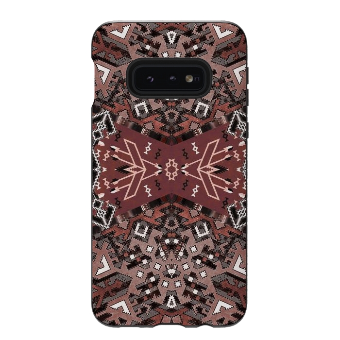 Galaxy S10e StrongFit Ethnic geometric pattern in autumnal brown by Oana 