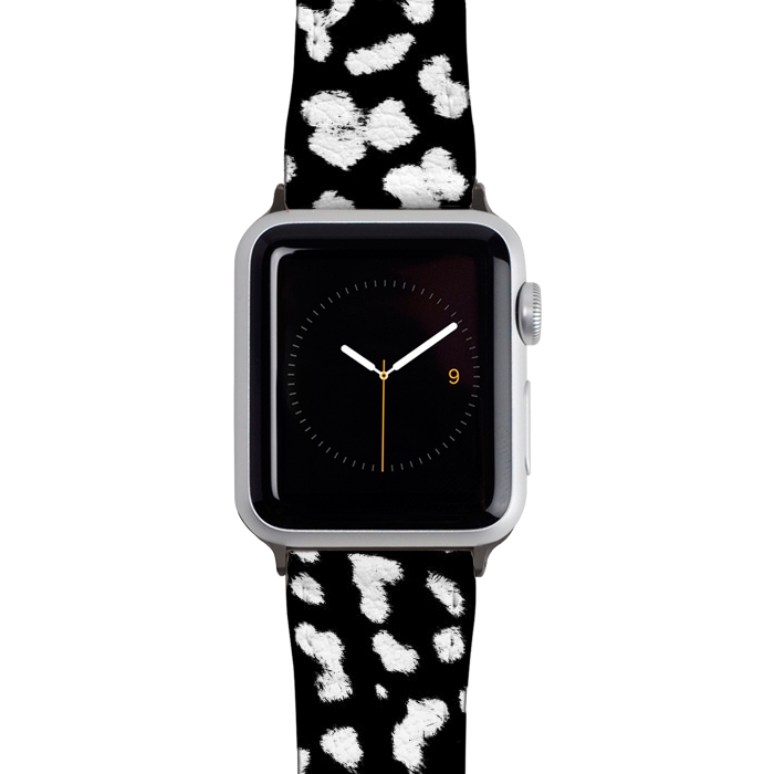 Watch 38mm / 40mm Strap PU leather Black and white leopard print brushed spots by Oana 