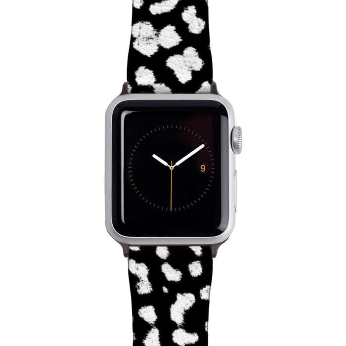 Watch 42mm / 44mm Strap PU leather Black and white leopard print brushed spots by Oana 