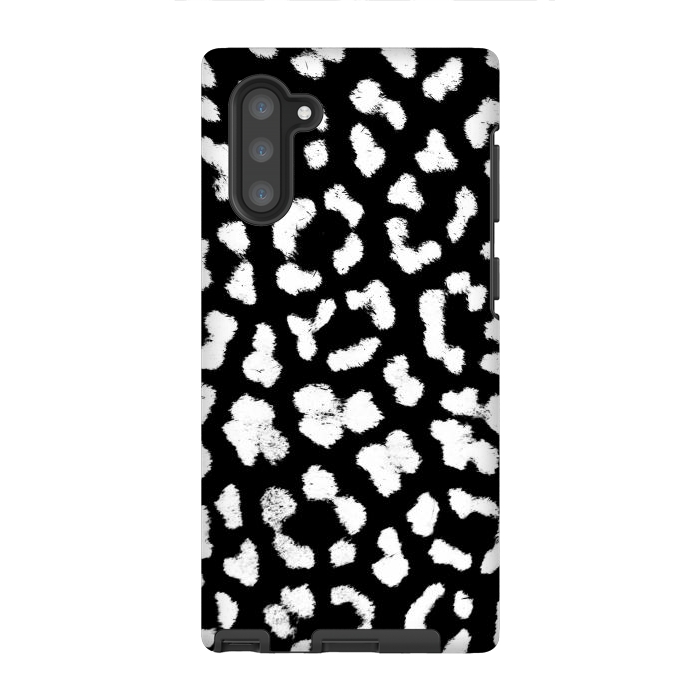 Galaxy Note 10 StrongFit Black and white leopard print brushed spots by Oana 