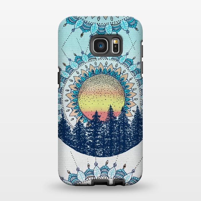 Galaxy S7 EDGE StrongFit Sunrise Mandala Forest by Rose Halsey