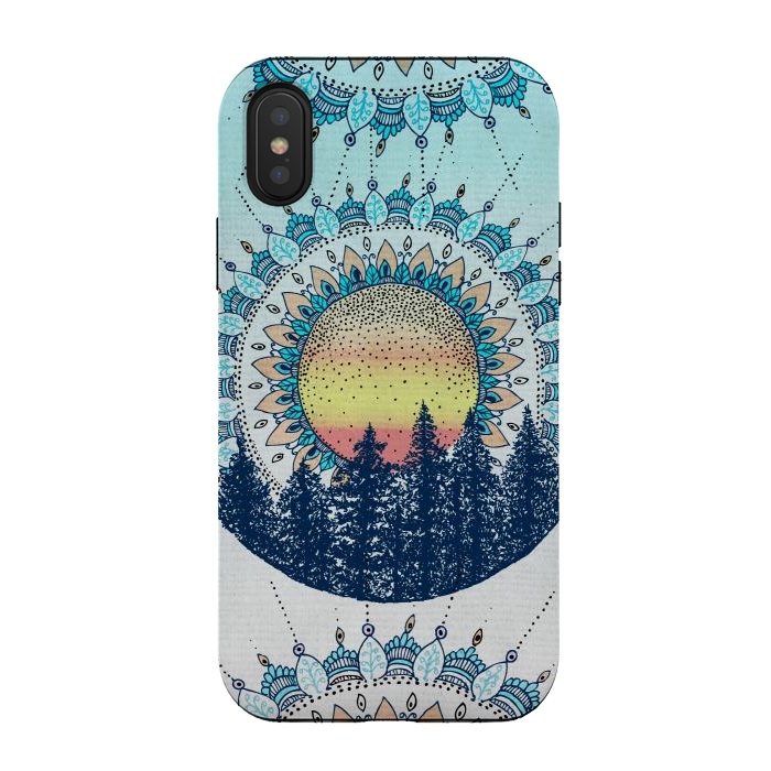 iPhone Xs / X StrongFit Sunrise Mandala Forest by Rose Halsey
