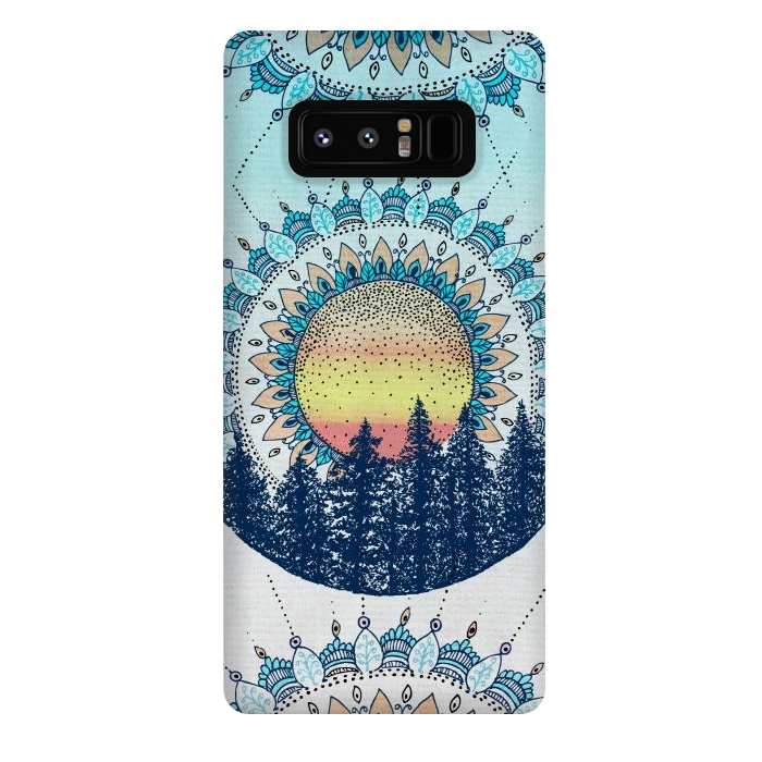 Galaxy Note 8 StrongFit Sunrise Mandala Forest by Rose Halsey