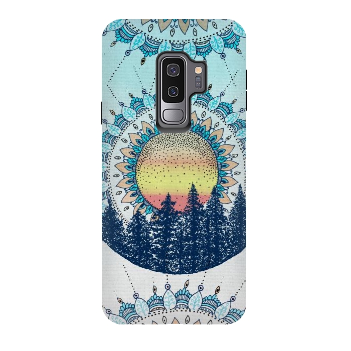 Galaxy S9 plus StrongFit Sunrise Mandala Forest by Rose Halsey