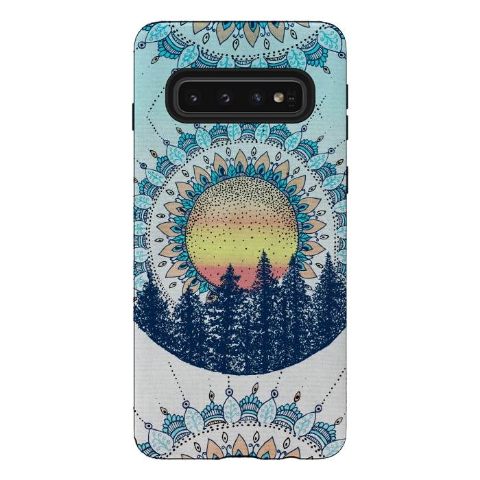 Galaxy S10 StrongFit Sunrise Mandala Forest by Rose Halsey