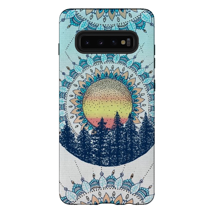 Galaxy S10 plus StrongFit Sunrise Mandala Forest by Rose Halsey
