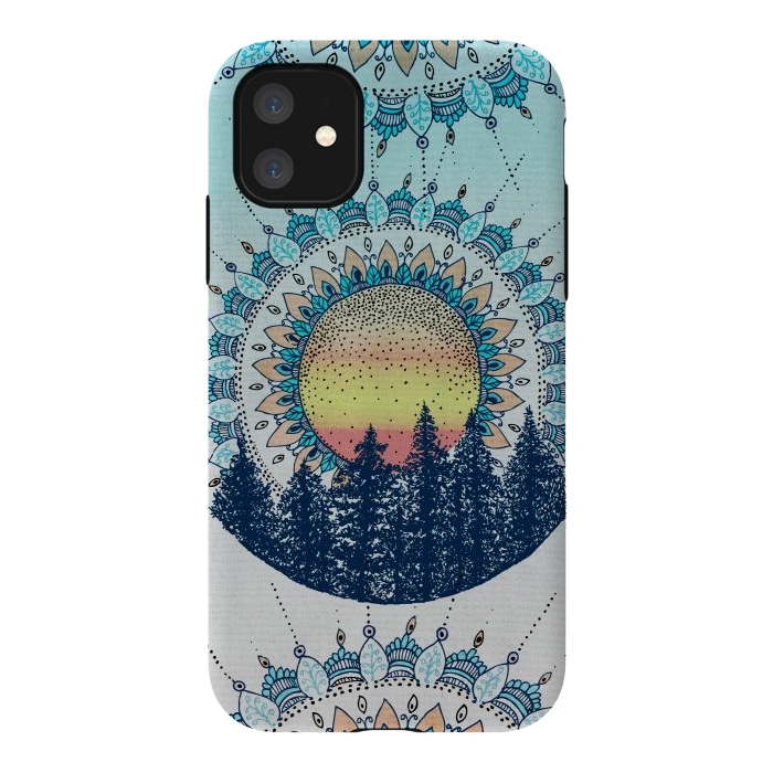 iPhone 11 StrongFit Sunrise Mandala Forest by Rose Halsey