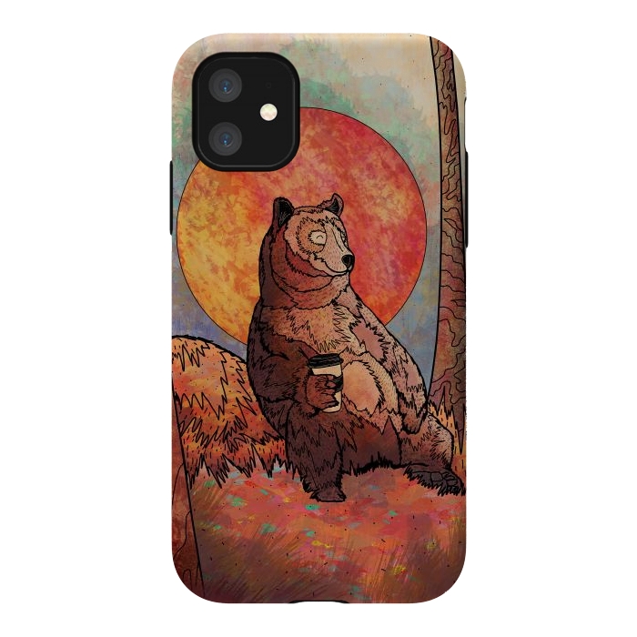 iPhone 11 StrongFit The relaxing bear by Steve Wade (Swade)