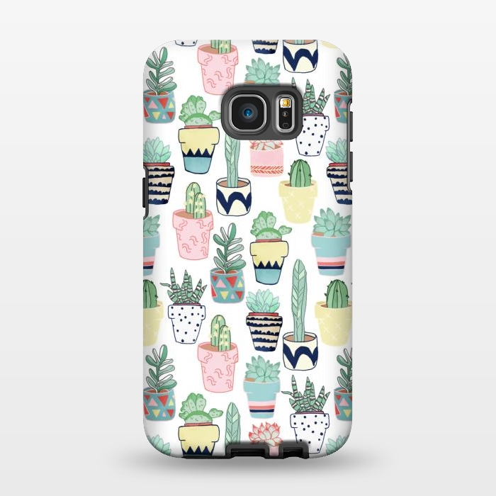 Galaxy S7 EDGE StrongFit Cute Cacti in Pots by Tangerine-Tane