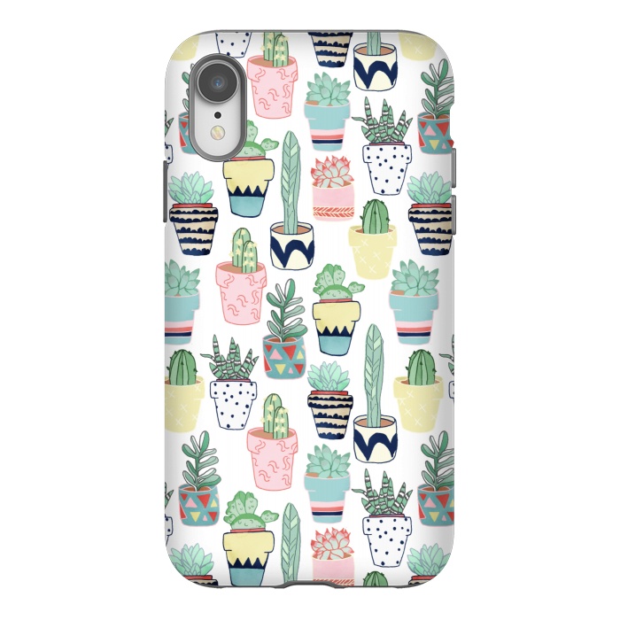 iPhone Xr StrongFit Cute Cacti in Pots by Tangerine-Tane