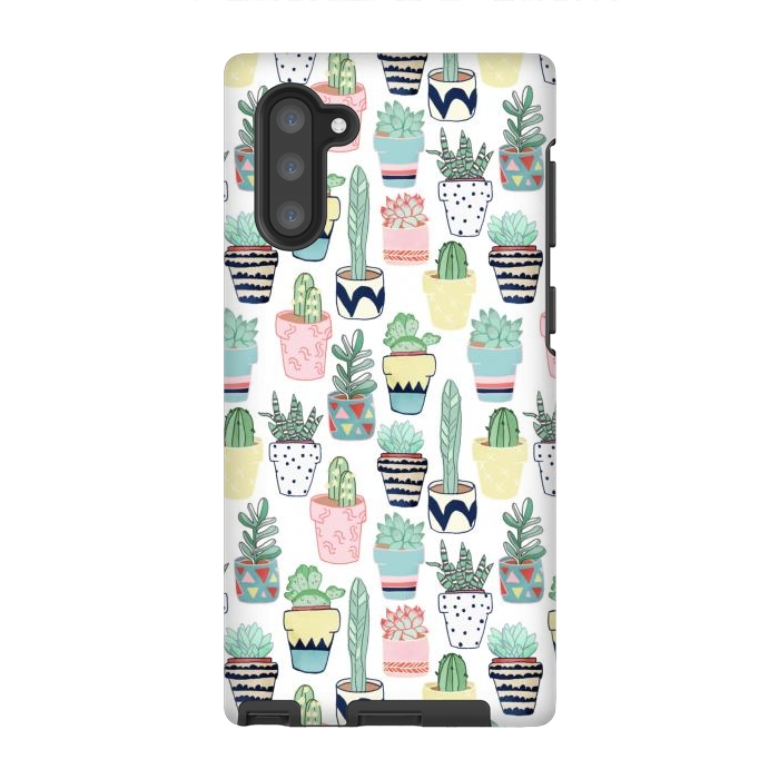 Galaxy Note 10 StrongFit Cute Cacti in Pots by Tangerine-Tane