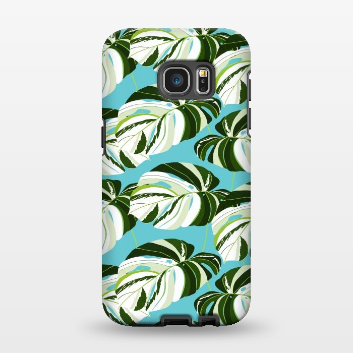 Galaxy S7 EDGE StrongFit Summer Variegated Monstera | Rainforest Jungle botanical Plants Illustration | Boho Tropical Nature by Uma Prabhakar Gokhale