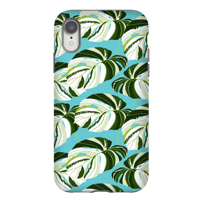 iPhone Xr StrongFit Summer Variegated Monstera | Rainforest Jungle botanical Plants Illustration | Boho Tropical Nature by Uma Prabhakar Gokhale