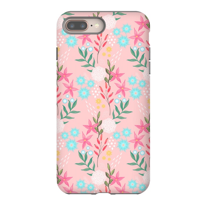 iPhone 7 plus StrongFit Cute Pink Flowers Creative Art Pattern by InovArts