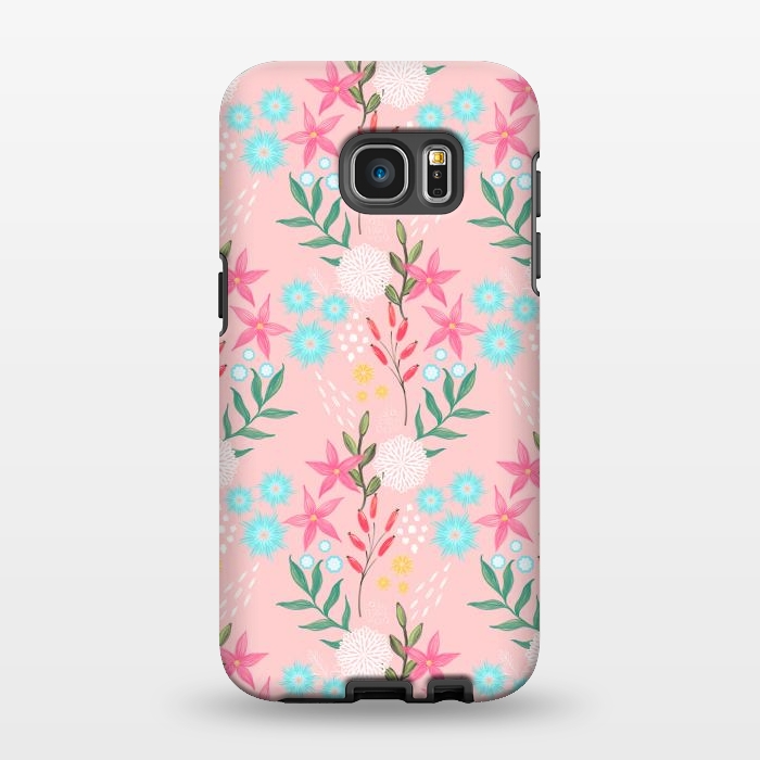 Galaxy S7 EDGE StrongFit Cute Pink Flowers Creative Art Pattern by InovArts