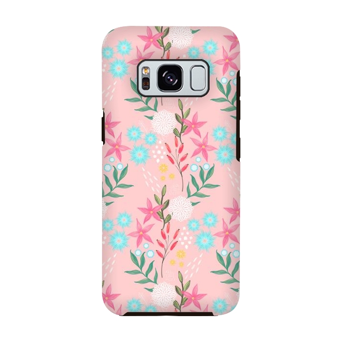 Galaxy S8 StrongFit Cute Pink Flowers Creative Art Pattern by InovArts