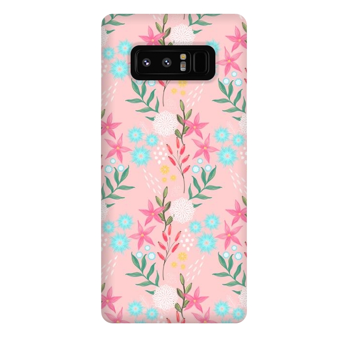 Galaxy Note 8 StrongFit Cute Pink Flowers Creative Art Pattern by InovArts