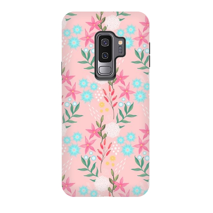 Galaxy S9 plus StrongFit Cute Pink Flowers Creative Art Pattern by InovArts