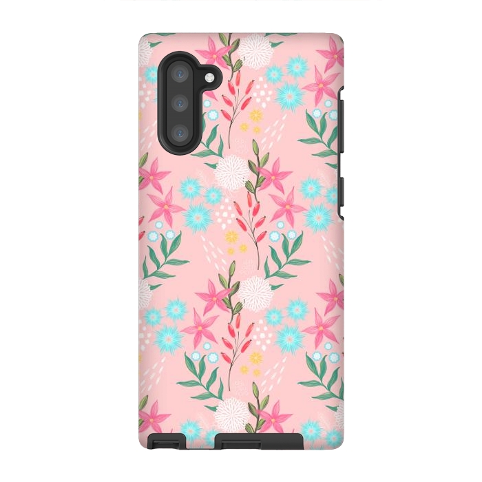 Galaxy Note 10 StrongFit Cute Pink Flowers Creative Art Pattern by InovArts