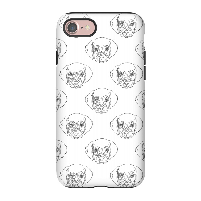 iPhone 7 StrongFit Cute Gray Puppy Dog Hand Drawn Strokes Pattern by InovArts