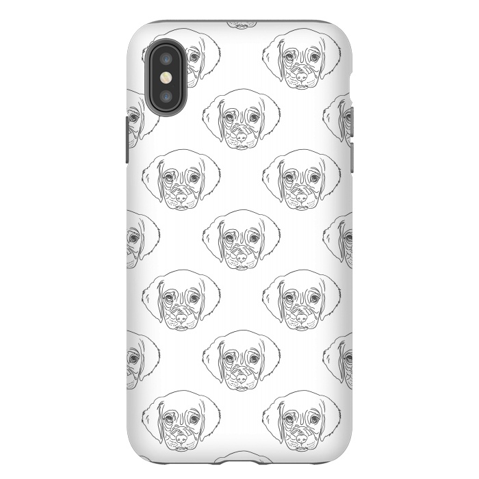 iPhone Xs Max StrongFit Cute Gray Puppy Dog Hand Drawn Strokes Pattern by InovArts