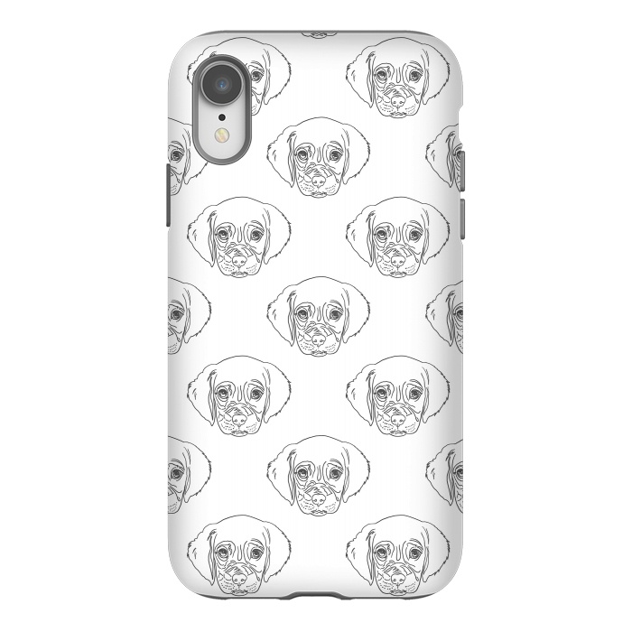 iPhone Xr StrongFit Cute Gray Puppy Dog Hand Drawn Strokes Pattern by InovArts