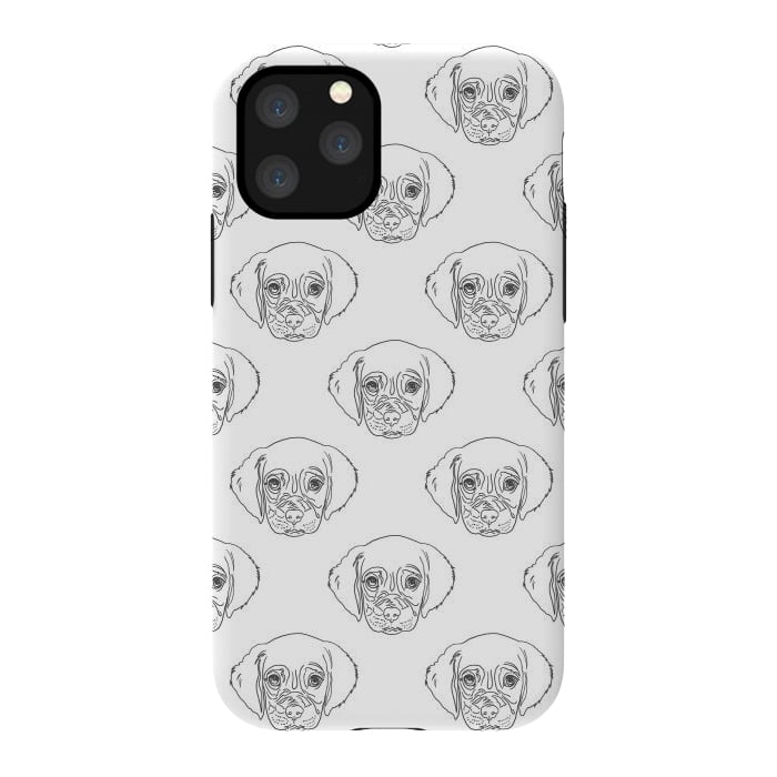 iPhone 11 Pro StrongFit Cute Gray Puppy Dog Hand Drawn Strokes Pattern by InovArts