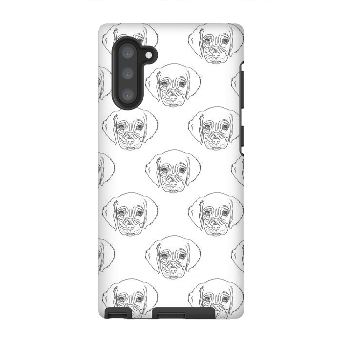 Galaxy Note 10 StrongFit Cute Gray Puppy Dog Hand Drawn Strokes Pattern by InovArts