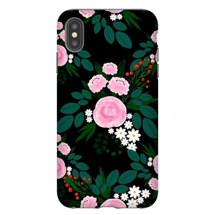 iPhone Xs Max StrongFit Elegant Pink and white Floral watercolor Paint  by InovArts