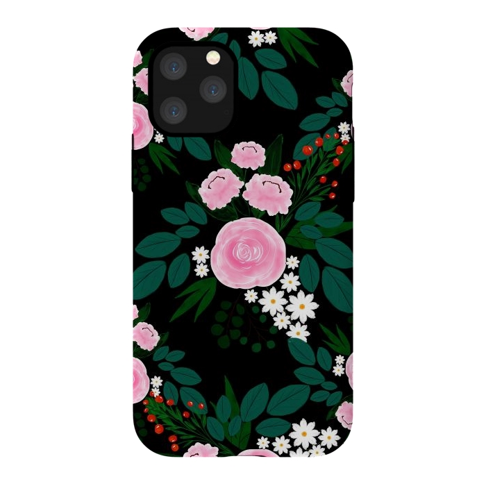 iPhone 11 Pro StrongFit Elegant Pink and white Floral watercolor Paint  by InovArts
