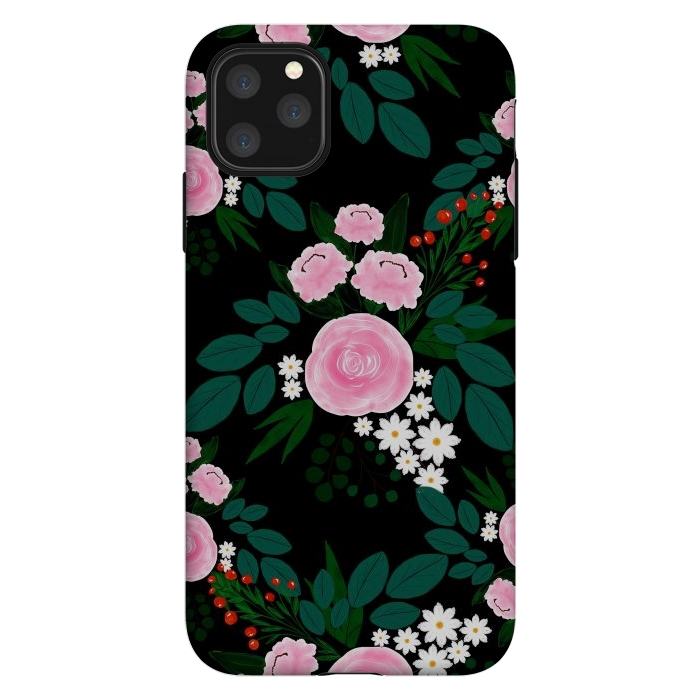 iPhone 11 Pro Max StrongFit Elegant Pink and white Floral watercolor Paint  by InovArts