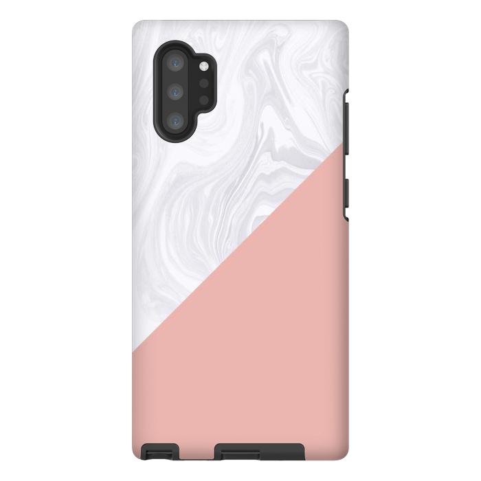 Galaxy Note 10 plus StrongFit Rose Gold and White Marble Texture by Julie Erin Designs