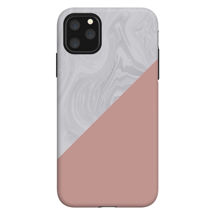 iPhone 11 Pro Max StrongFit Rose Gold and White Marble Texture by Julie Erin Designs