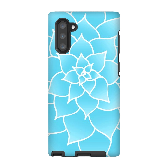 Galaxy Note 10 StrongFit Abstract Blue Succulent Flower by Julie Erin Designs