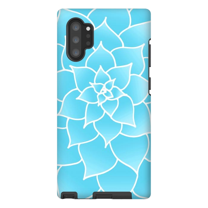 Galaxy Note 10 plus StrongFit Abstract Blue Succulent Flower by Julie Erin Designs