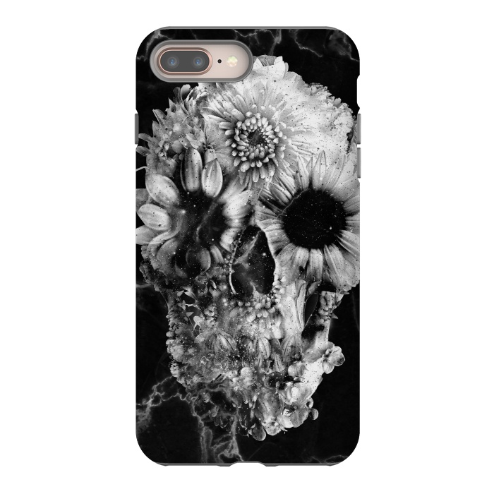 iPhone 7 plus StrongFit Floral Skull Marble by Ali Gulec
