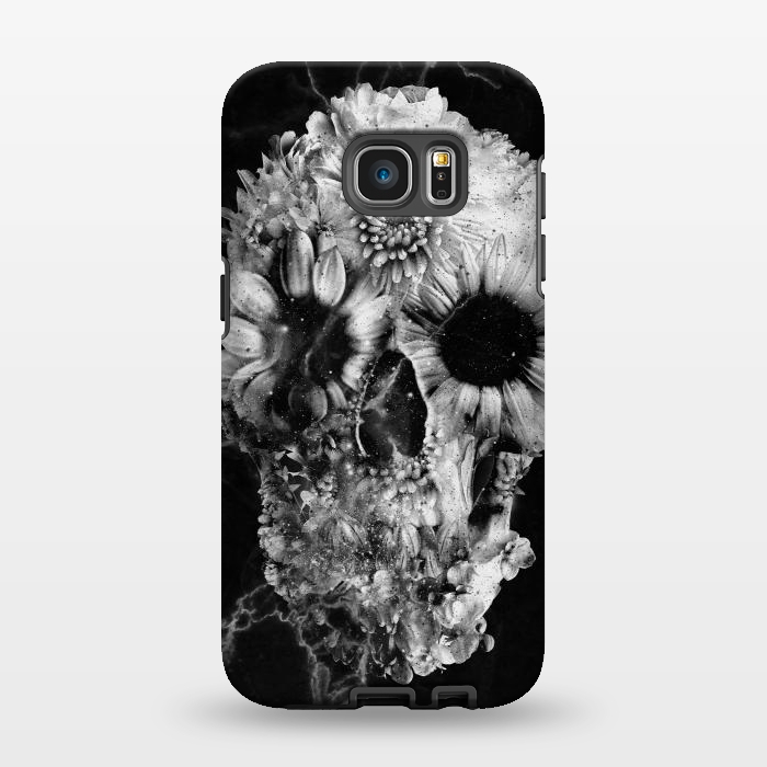 Galaxy S7 EDGE StrongFit Floral Skull Marble by Ali Gulec