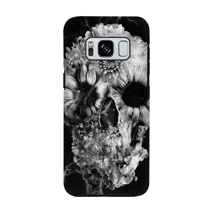 Galaxy S8 StrongFit Floral Skull Marble by Ali Gulec