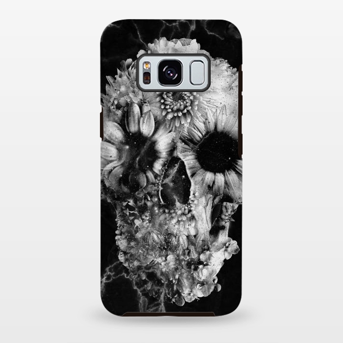 Galaxy S8 plus StrongFit Floral Skull Marble by Ali Gulec