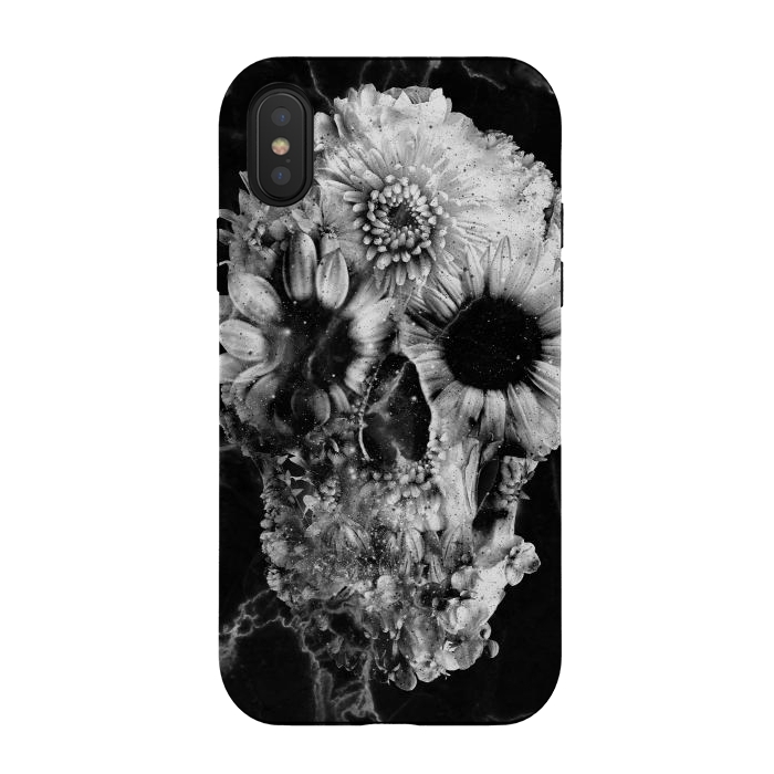 iPhone Xs / X StrongFit Floral Skull Marble by Ali Gulec