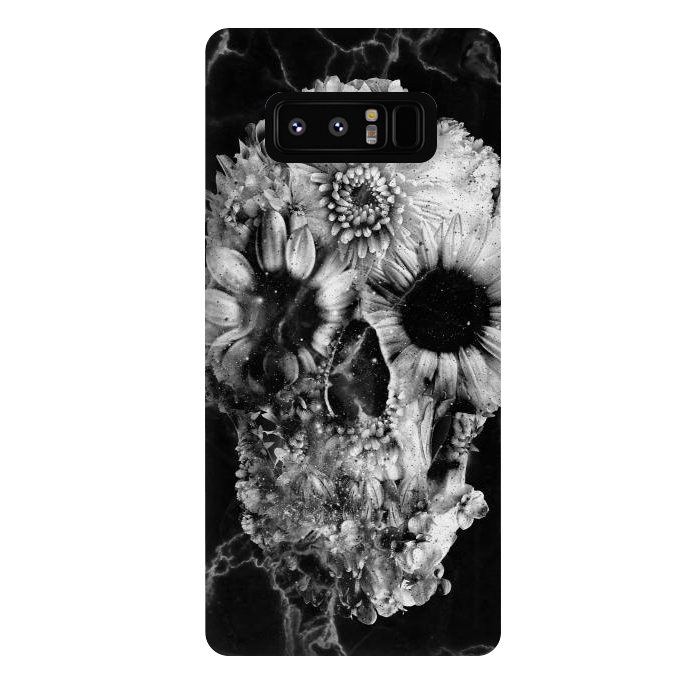 Galaxy Note 8 StrongFit Floral Skull Marble by Ali Gulec