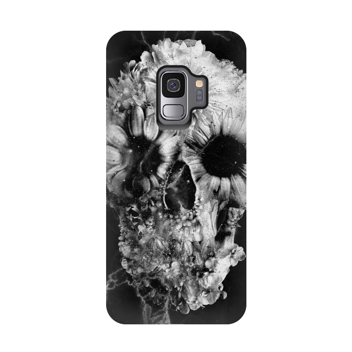Galaxy S9 StrongFit Floral Skull Marble by Ali Gulec