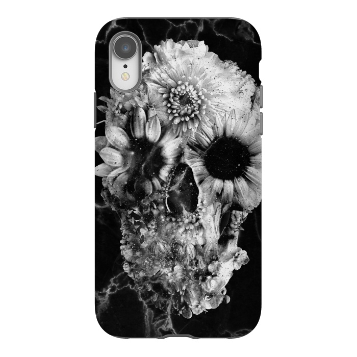 iPhone Xr StrongFit Floral Skull Marble by Ali Gulec