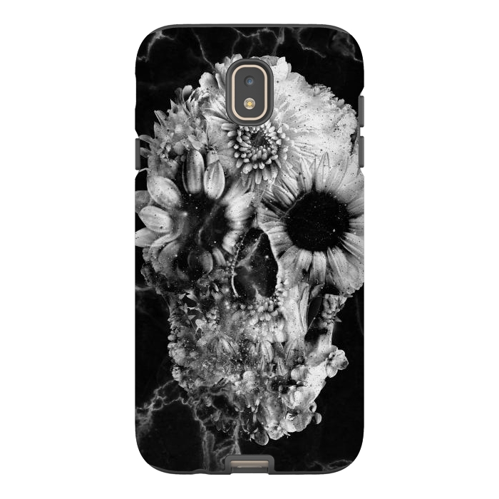 Galaxy J7 StrongFit Floral Skull Marble by Ali Gulec