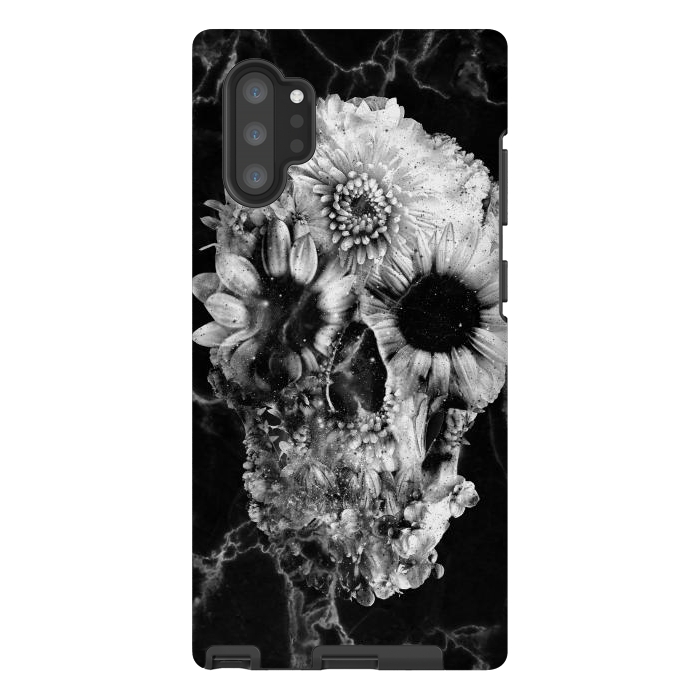 Galaxy Note 10 plus StrongFit Floral Skull Marble by Ali Gulec