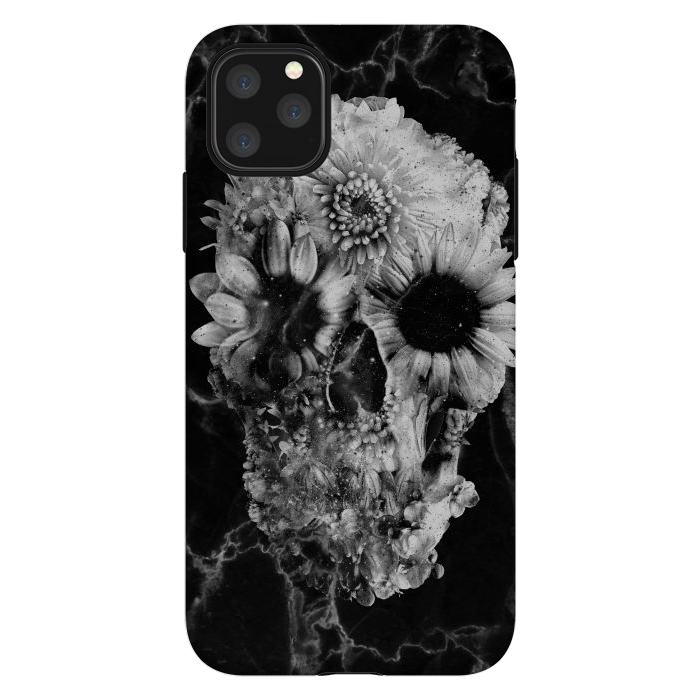 iPhone 11 Pro Max StrongFit Floral Skull Marble by Ali Gulec
