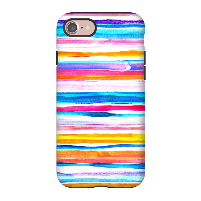 iPhone 7 StrongFit Bright Hand Painted Gouache Beach Chair Stripes by Micklyn Le Feuvre