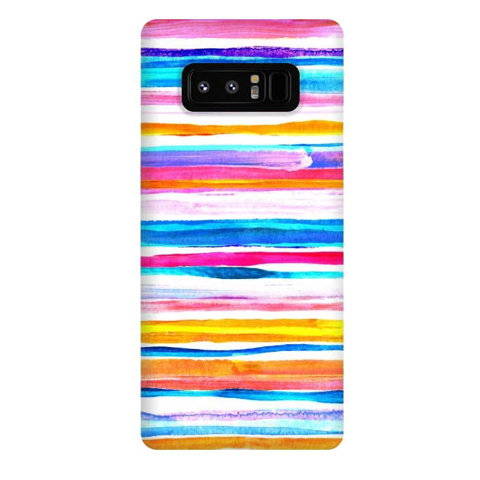 Galaxy Note 8 StrongFit Bright Hand Painted Gouache Beach Chair Stripes by Micklyn Le Feuvre