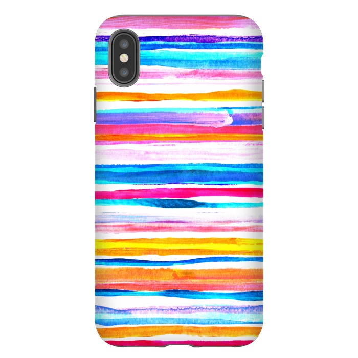 iPhone Xs Max StrongFit Bright Hand Painted Gouache Beach Chair Stripes by Micklyn Le Feuvre