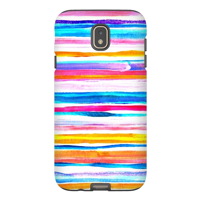 Galaxy J7 StrongFit Bright Hand Painted Gouache Beach Chair Stripes by Micklyn Le Feuvre